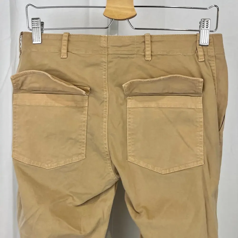 NILI LOTAN Cropped French Military Pants Zip Hem Utility Jogger Cotton Tan 4 - Picture 7 of 9